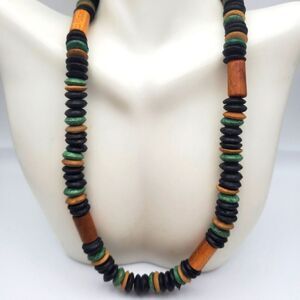 Wooden native‎ spacer beaded necklace